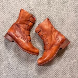 BEDSTU Catty Warm Leather Strappy Ankle Boots Boho Western Classic W7